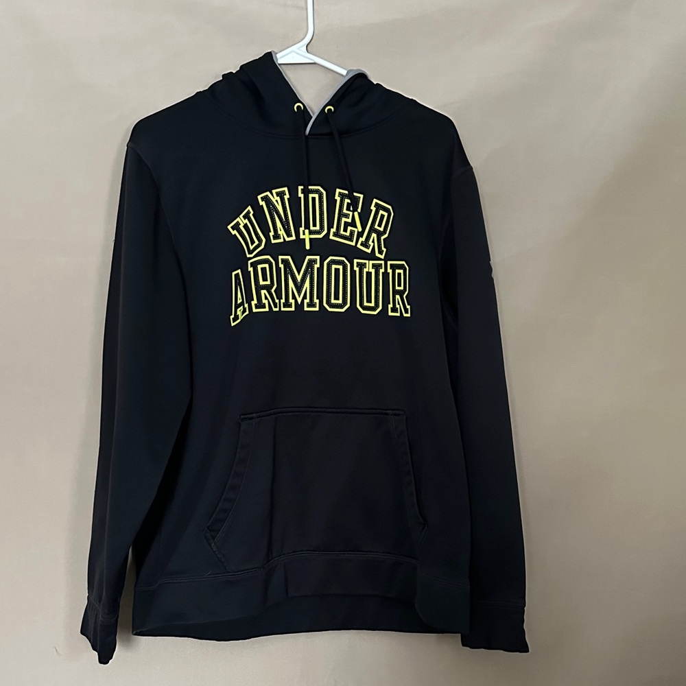 Under Armour Men's Black Hoodie with Yellow Accents